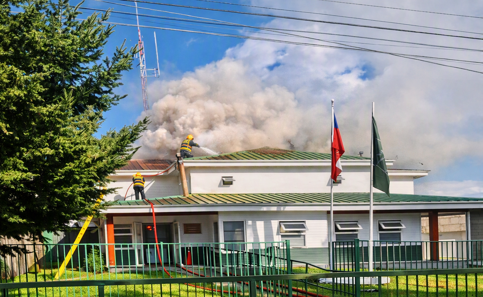 Principio de incendio afectó dependencias de la Tenencia de carabineros de Ensenada